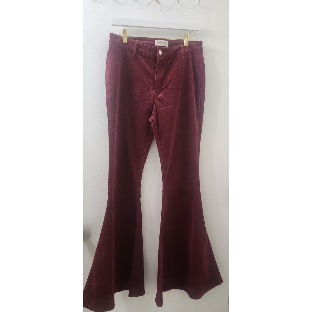 Peach Love California Burgundy Corduroy Bell Bottom Flare Pants Womens Large